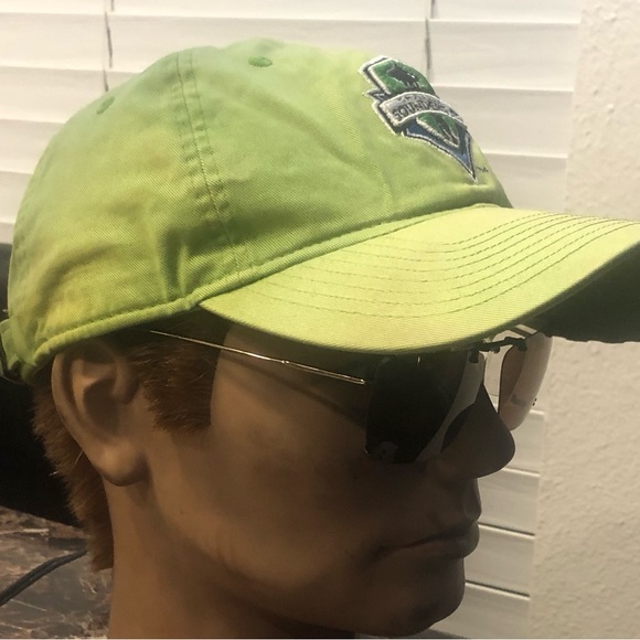 Adidas Seattle Sounders Brand MLS Baseball Hat Lime Green Adjustable Hats - Picture 7 of 11